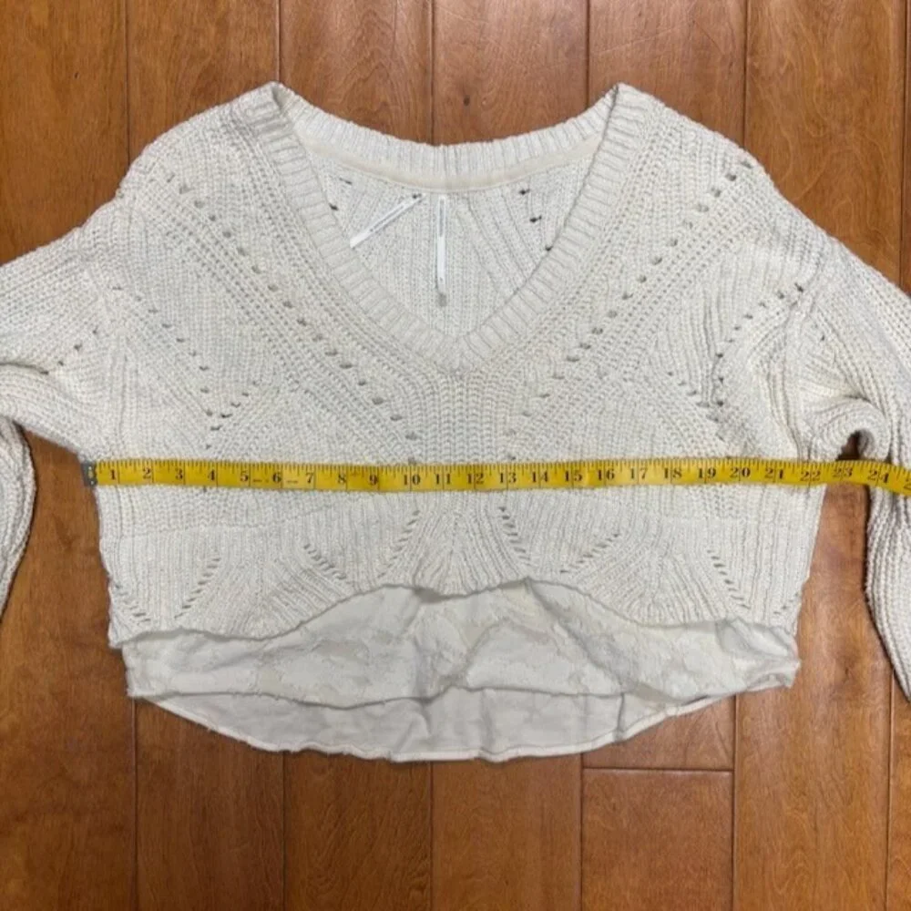 Anthropologie Womens Layered Open Knit Sweater Size LP Boho Oversize Cottagecore